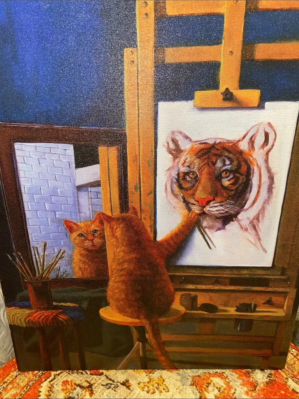 Orange Cat Painting Canvas Print by